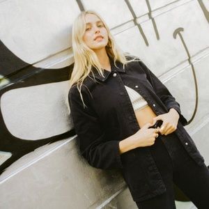 Zara Denim Oversized Jacket US Women’s Size Small Solid Black